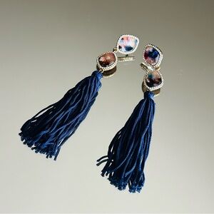 Blue tassel earrings